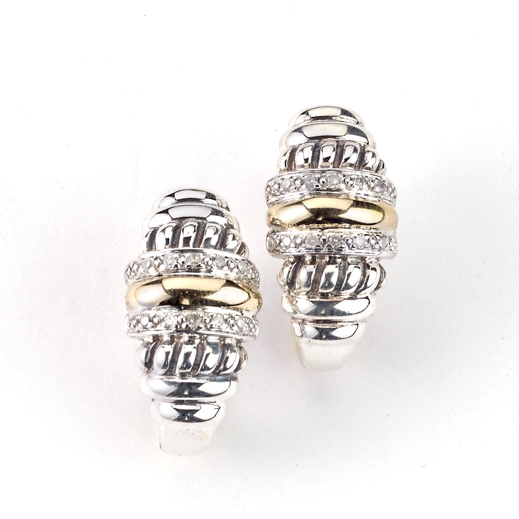 SS/14K DIAMOND AND GOLD EARRINGS