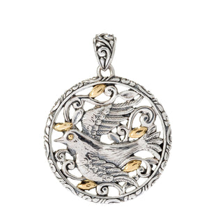 SS/18K ROUND DOVE CUT OUT PENDANT