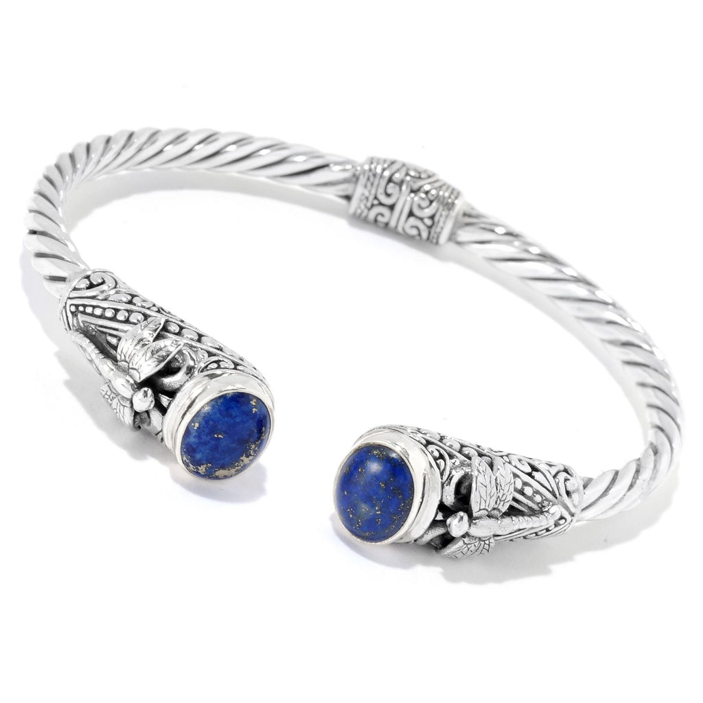 SS LAPIS BANGLE WITH DRAGONFLY DESIGN