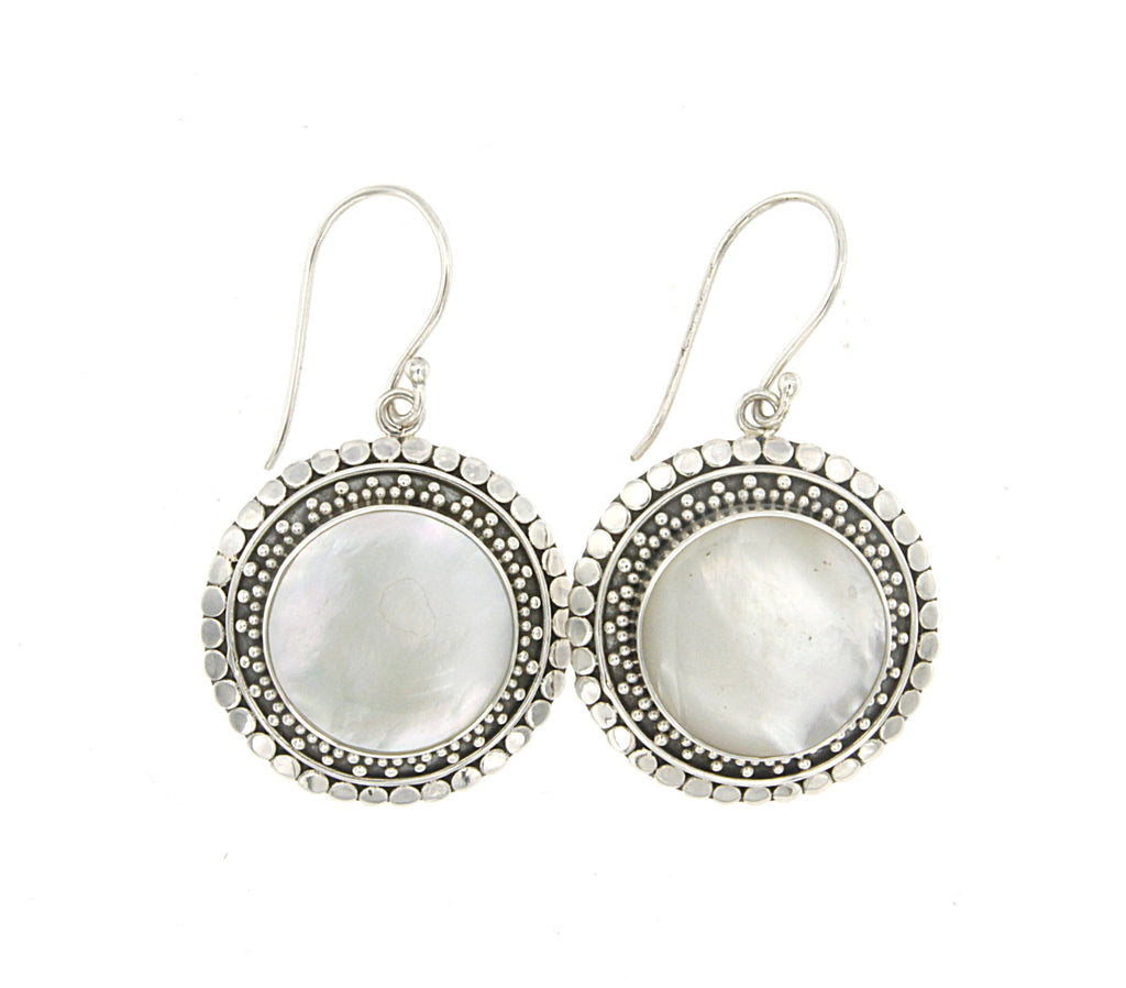 SS ROUND MOTHER OF PEARL EARRINGS