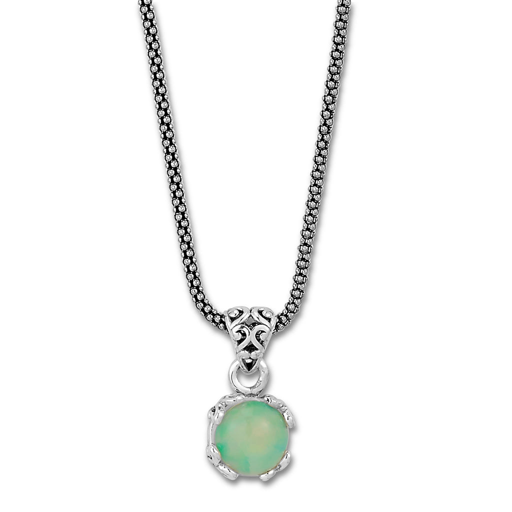 SS 7MM ROUND OPAL PENDANT ON CHAIN