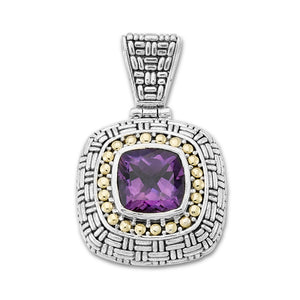 SS/18K CUSHION CUT AMETHYST PENDANT