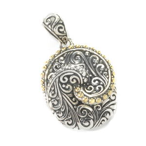 SS & 18K SWIRL PENDANT