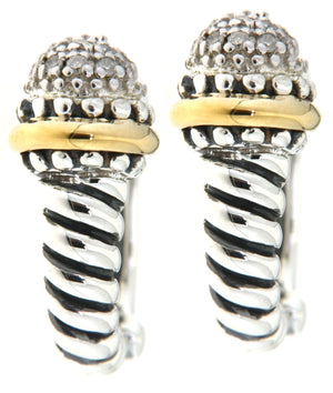 S/14K PAVE DIAMOND EARRINGS