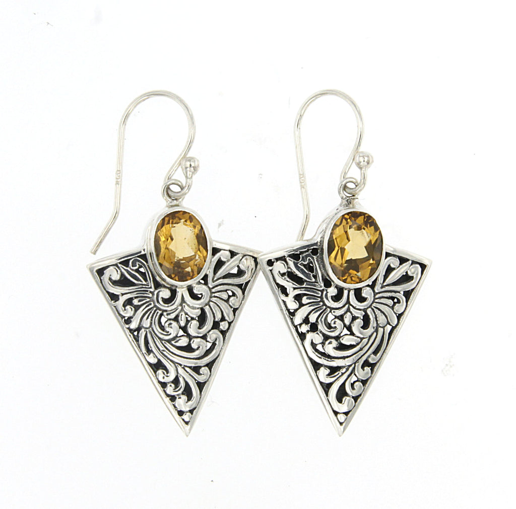 SS CITRINE TRIANGLE EARRINGS