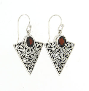 SS GARNET TRAINGLE EARRINGS