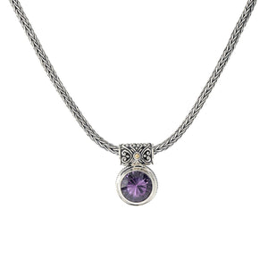 SS/18K ROUND AMETHYST NECKLACE