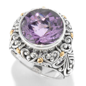 SS/18K ROUND AMETHYST RRING