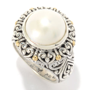 SS/18K ROUND WHIE PEARL RING