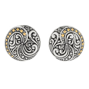 SS/18K ROUND SWIRL EARRINGS