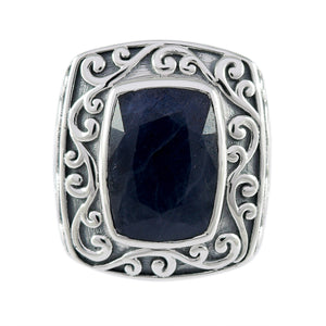 SS MADAGASCAR BLUE SAPPHIRE BALI DESIGN RING