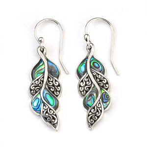 SS LEAF DESIGN EARRING WTH PAUA