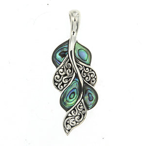 SS LEAF DESIGN PAUA PENDANT