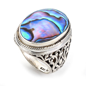 SS OVAL PAUA RING