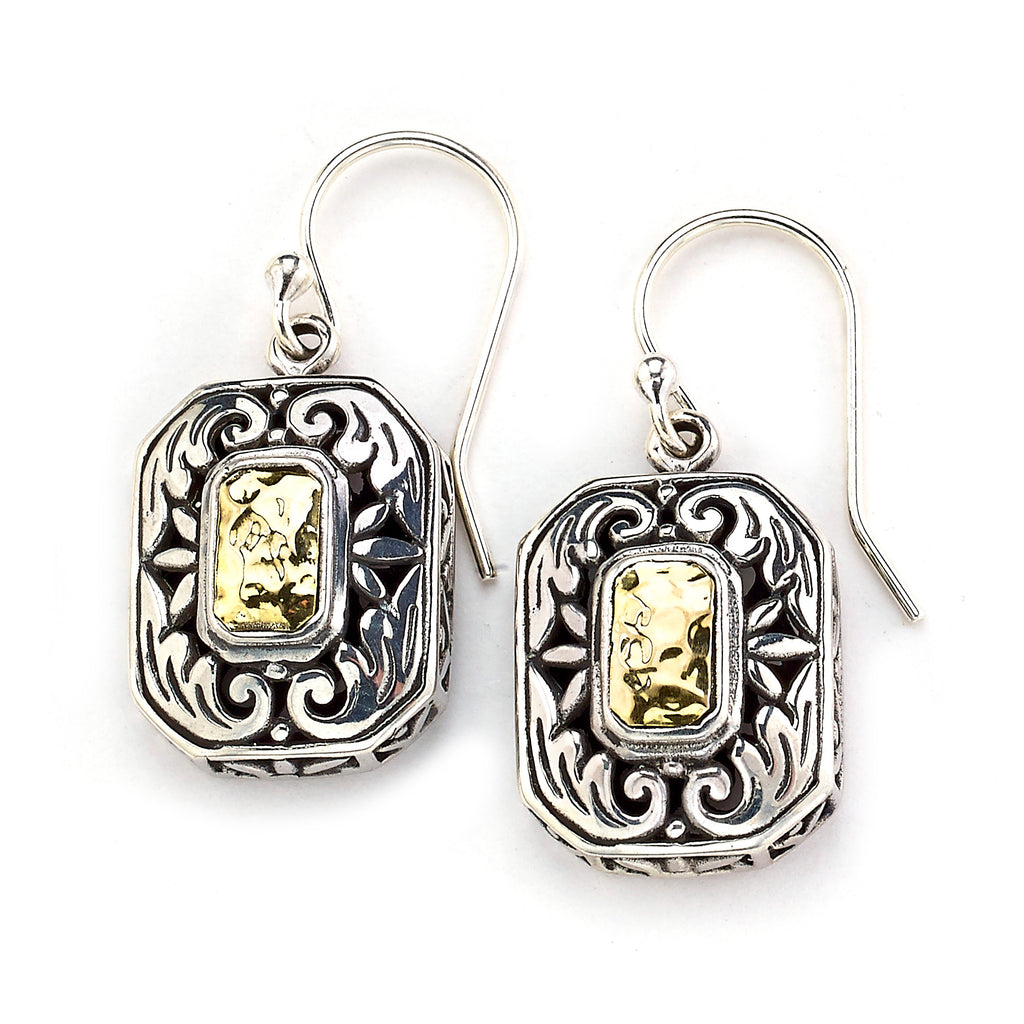 SS/18K RECTANGULAR SHAPED EARRINGS