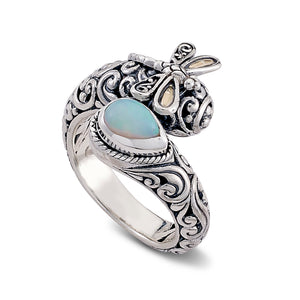 SS/18K BYPASS DRAGONFLY RING WITH OPAL