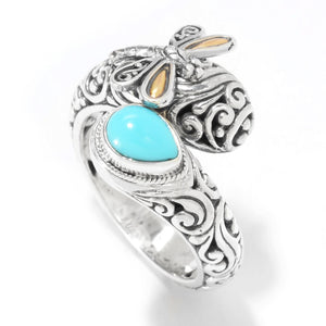 SS/18K BYPASS DRAGONFLY RING WITH SLEEPING BEAUTY