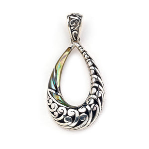 SS ABALONE OPEN PEAR SHAPE PENDANT