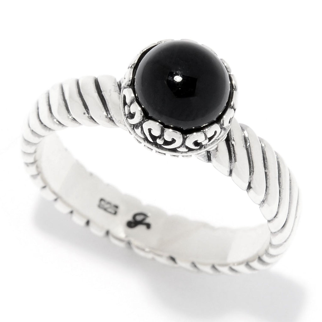 SS ROUND ONYX STACK RING