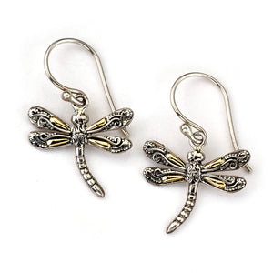 SS/18K SMALL DRAGONFLY EARRINGS