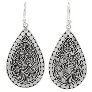 SS FILIGREE DESIGN PEAR SHAPE EARRINGS