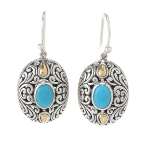 SS/18K OVAL SLEEPING BEAUTY TURQUOISE EARRINGS