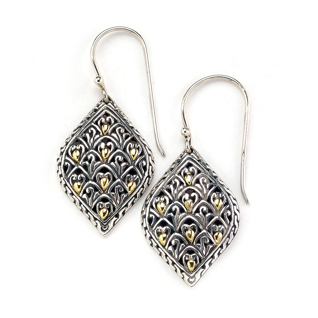 SS/18K INTRICATE BALINESE DESIGN EARRINGS