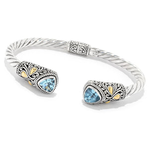 SS/18K TRILLION BLUE TOPAZ HINGED BANGLE