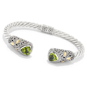 SS/18K TRILLION PERIDOT HINGED BANGLE