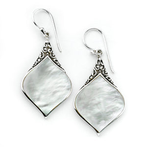 SS ORANTE DESIGN MOTHER OF PEARL DROP EARRINGS