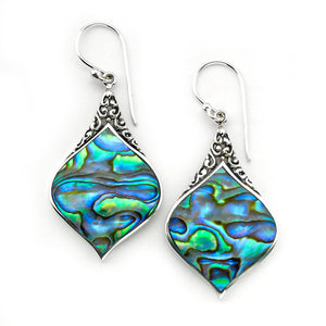 SS ORANTE DESIGN ABALONE DROP EARRINGS