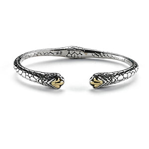 SS/18K PEBBLE DESIGN HINGED CABLE BANGLE