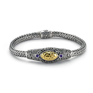 SS/18K HAMMERED GOLD TULANG NAGA BRACELET W/ AMETHYST