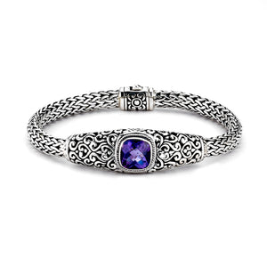 SS CUSHION CUT AMETHYST TULANG NAGA BRACELET