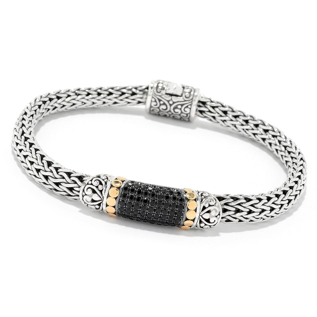 SS/18K 6.75" BLACK SPINEL PAVE BRACELET