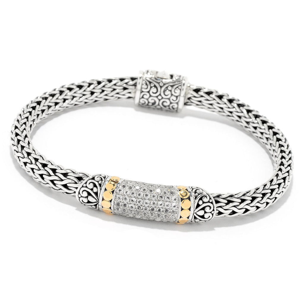 SS/18K 7.5" WHITE TOPAZ PAVE BRACELET