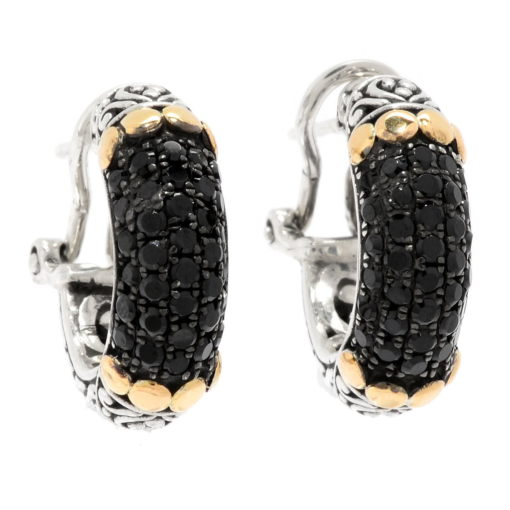 SS/18K BLACK SPINEL PAVE EARRINGS