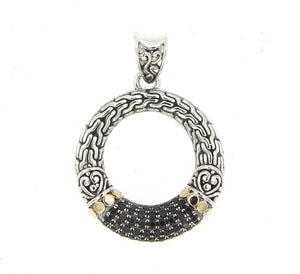 SS/18K BLACK SPINEL OPEN CIRCLE PENDANT