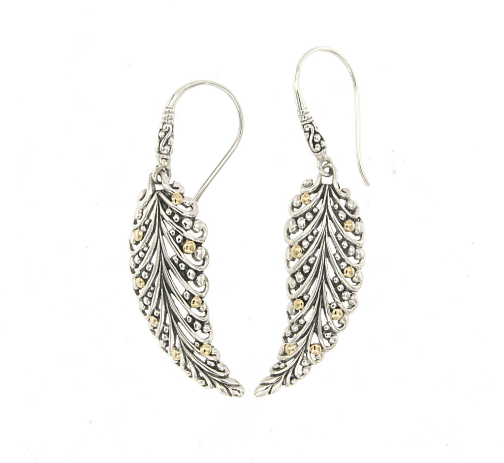 SS/18K LEAF EARRINGS