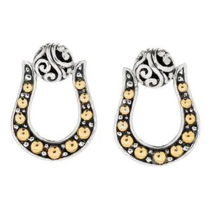 SS/18K GOLD BEADING DESIGN EARRINGS