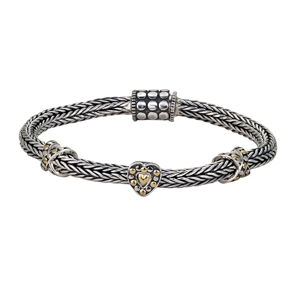 SS/18K TULANG NAGA BRACELET W/ "X" & HEART DESIGNS