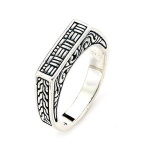 SS BALINESE DESIGN BAR RING