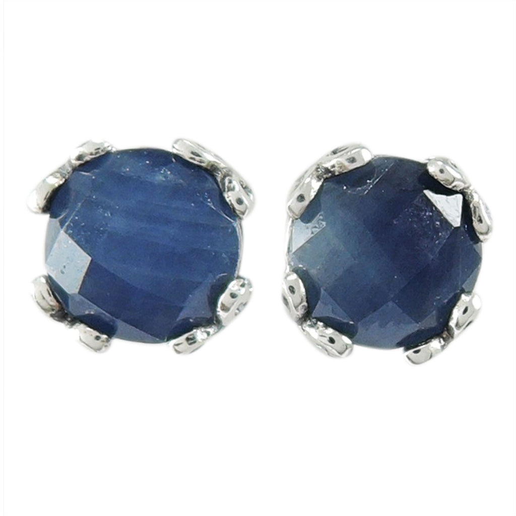 SS 7MM ROUND BLUE SAPPHIRE STUDS