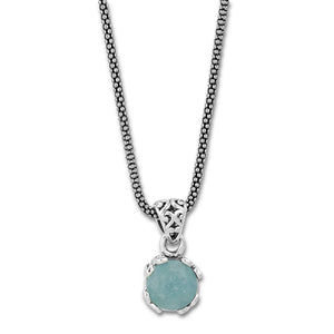 SS 7MM ROUND AQUAMARINE PENDANT ON CHAIN