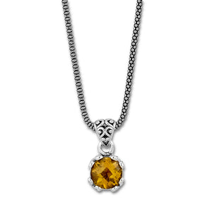 SS 7MM ROUND CITRINE PENDANT ON CHAIN