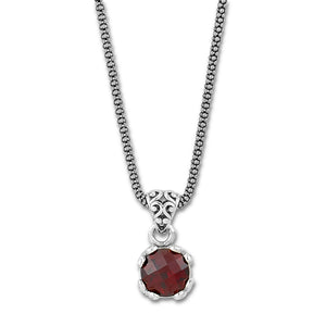 SS 7MM ROUND GARNET PENDANT ON CHAIN