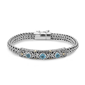 SS/18K TULANG NAGA BLUE TOPAZ BRACELET