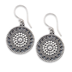 SS FILIGREE DESIGN ROUND DROP EARRINGS